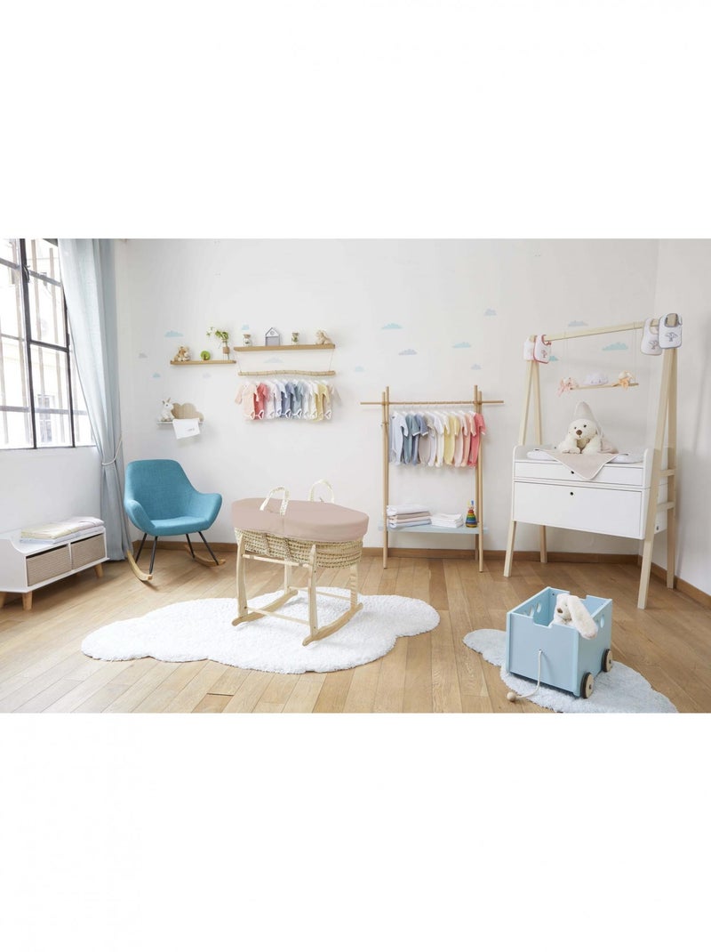 Couffin bébé avec Matelas, Habillage en Velours - Coton Bio Marron noisette - Kiabi