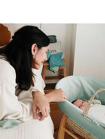 Couffin bébé avec Matelas, Habillage en Velours - Coton Bio