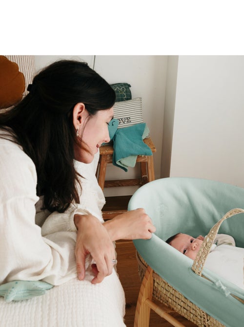 Couffin bébé avec Matelas, Habillage en Velours - Coton Bio - Kiabi