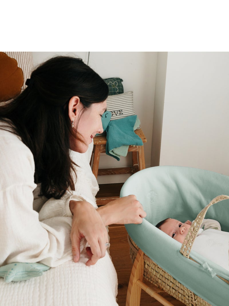 Couffin bébé avec Matelas, Habillage en Velours - Coton Bio Vert forêt - Kiabi