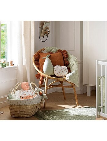 Couffin bébé en fibres naturelles avec habillage tissu - SAUTHON