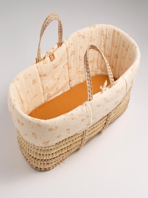 Couffin bébé en fibres naturelles avec habillage tissu - SAUTHON - Kiabi