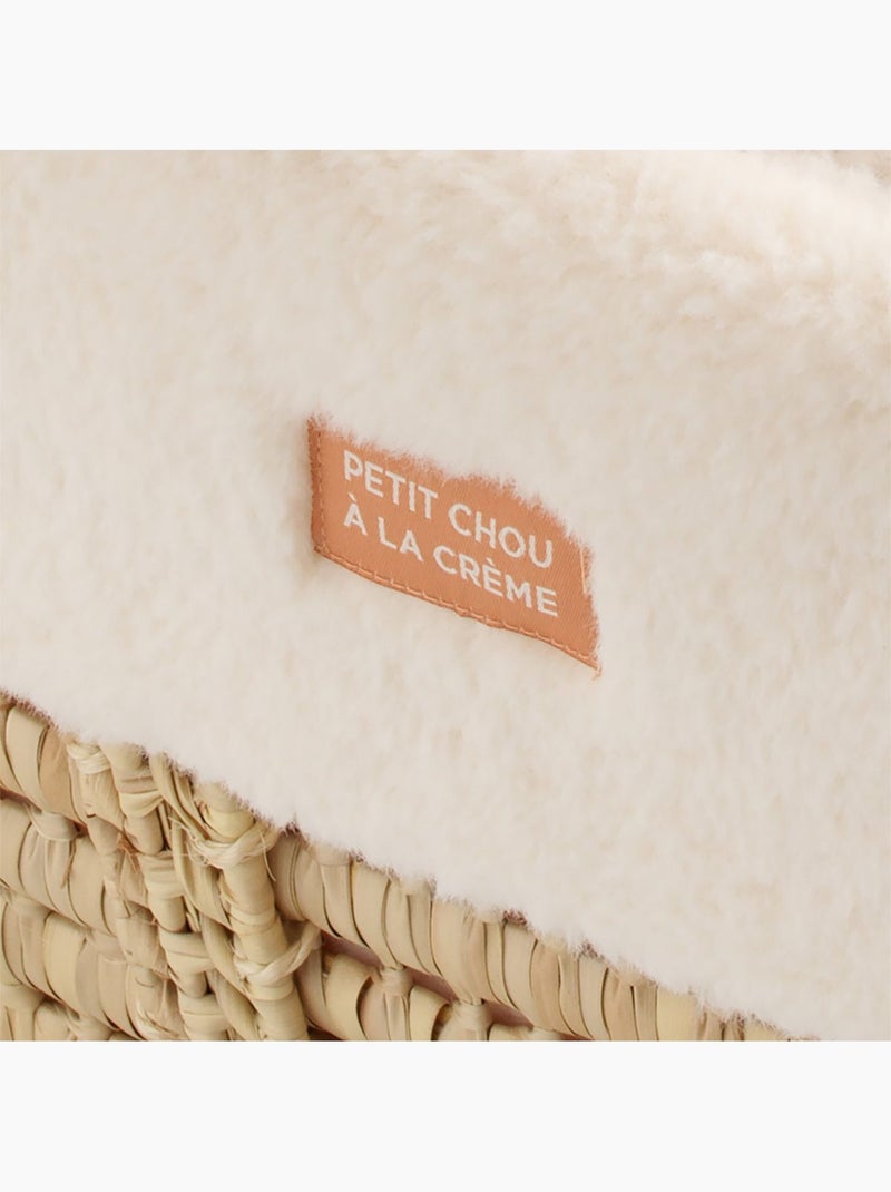 Couffin bébé en fibres naturelles et habillage tissu avec support en pin massif - SAUTHON Ecru - Kiabi