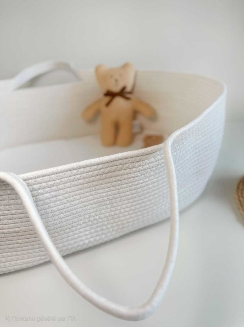 Couffin tressé en cotton avec matelas Ecru - Kiabi