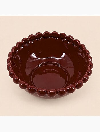Coupe décorative en céramique à perles bordeaux 26cm