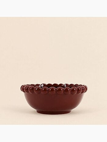 Coupe décorative en céramique à perles bordeaux 26cm