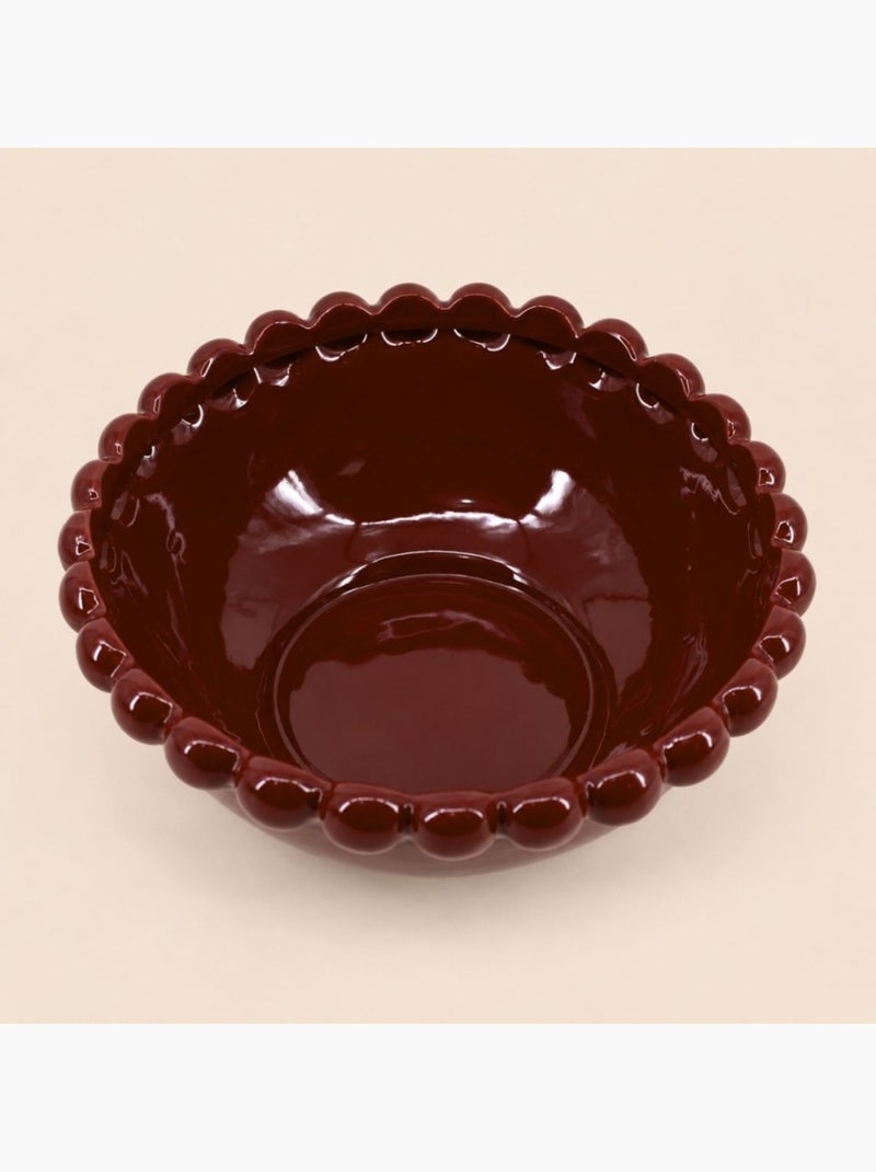 Coupe décorative en céramique à perles bordeaux 26cm Bordeaux - Kiabi