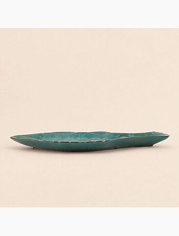 Coupe en forme de poisson émaillée verte 47cm