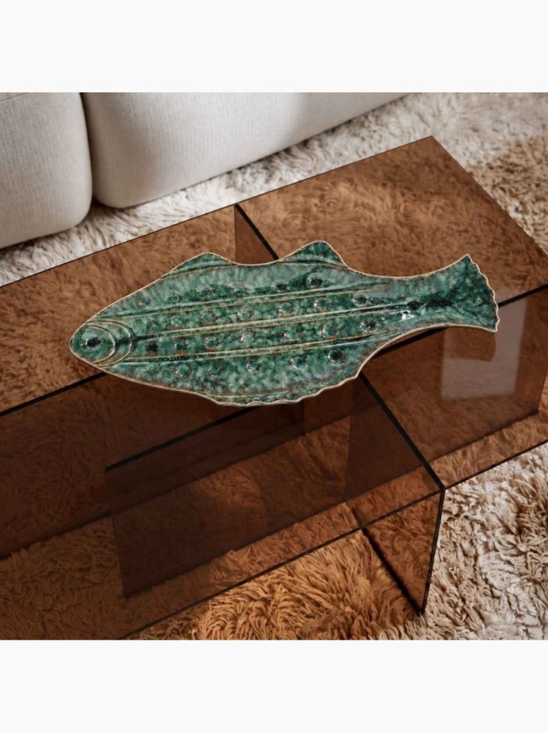 Coupe en forme de poisson émaillée verte 47cm Vert - Kiabi