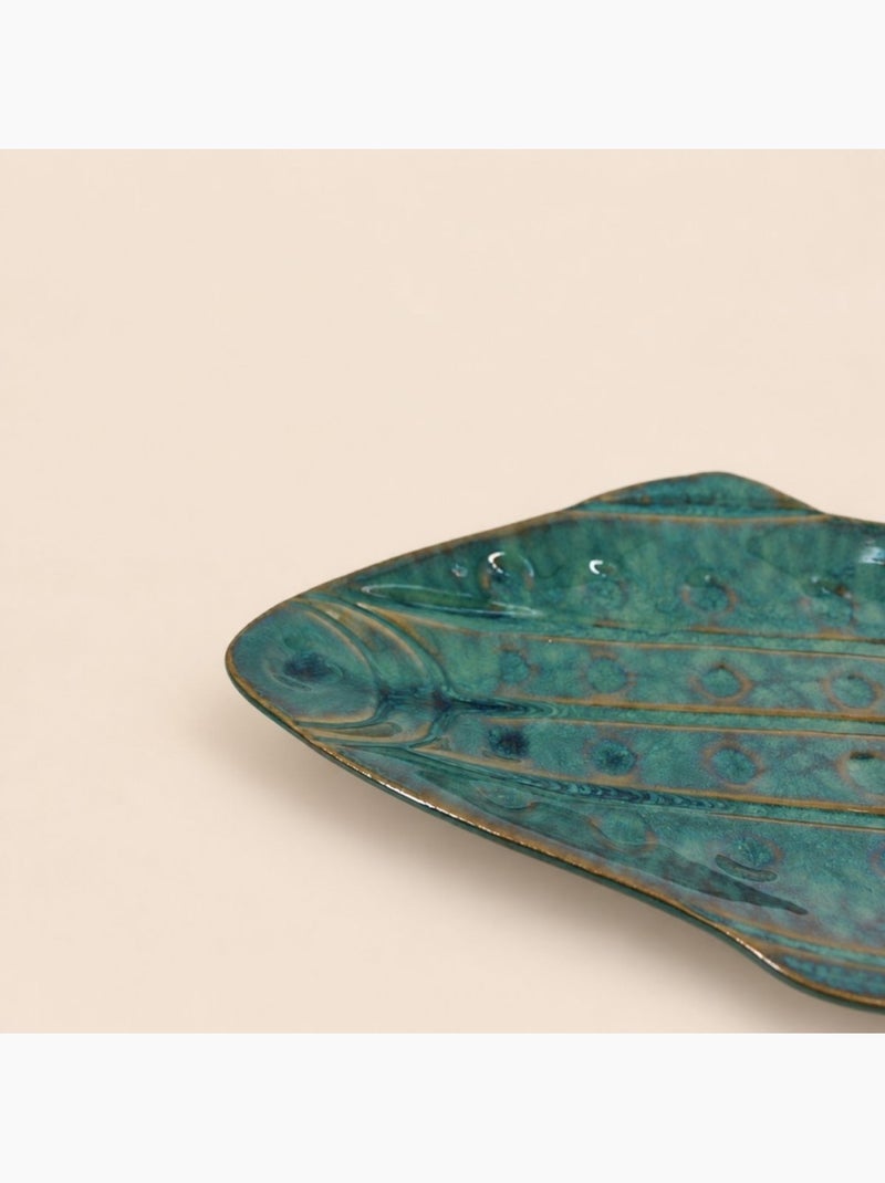 Coupe en forme de poisson émaillée verte 47cm Vert - Kiabi