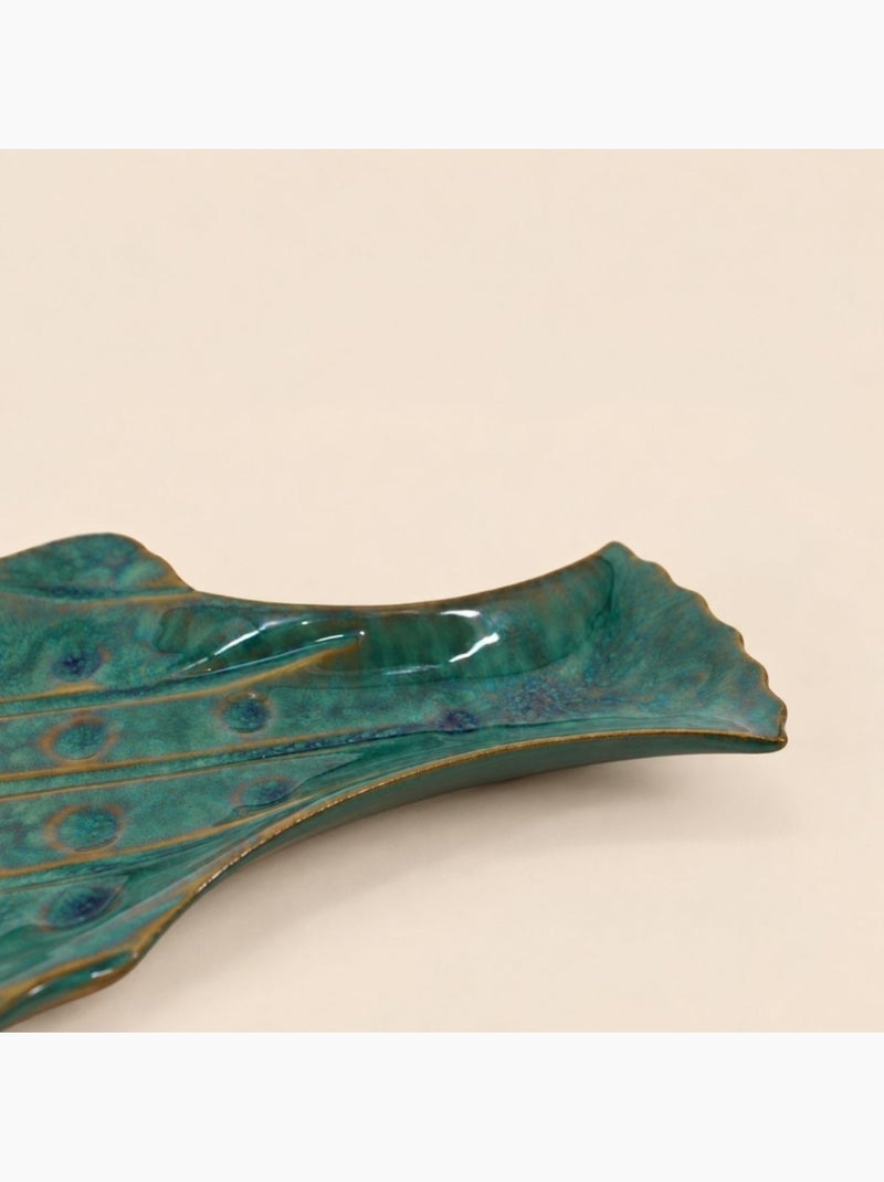 Coupe en forme de poisson émaillée verte 47cm Vert - Kiabi