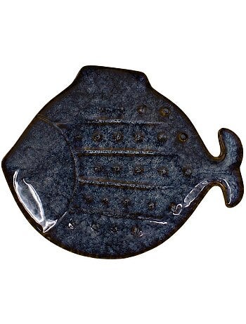 Coupe poisson émaillée bleu 23cm