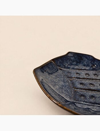 Coupe poisson émaillée bleu 23cm