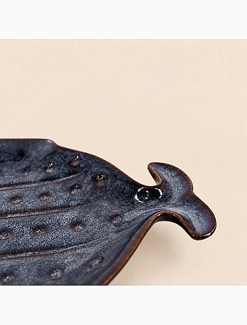 Coupe poisson émaillée bleu 23cm