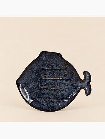 Coupe poisson émaillée bleu 23cm