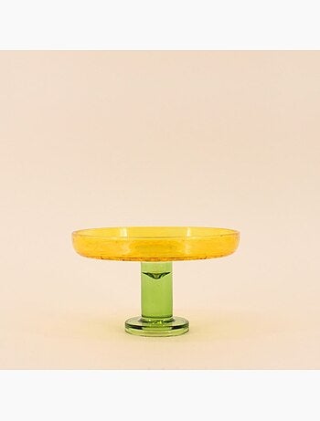 Coupe sur pied bicolore en verre taillé 17x10cm