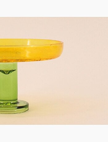 Coupe sur pied bicolore en verre taillé 17x10cm