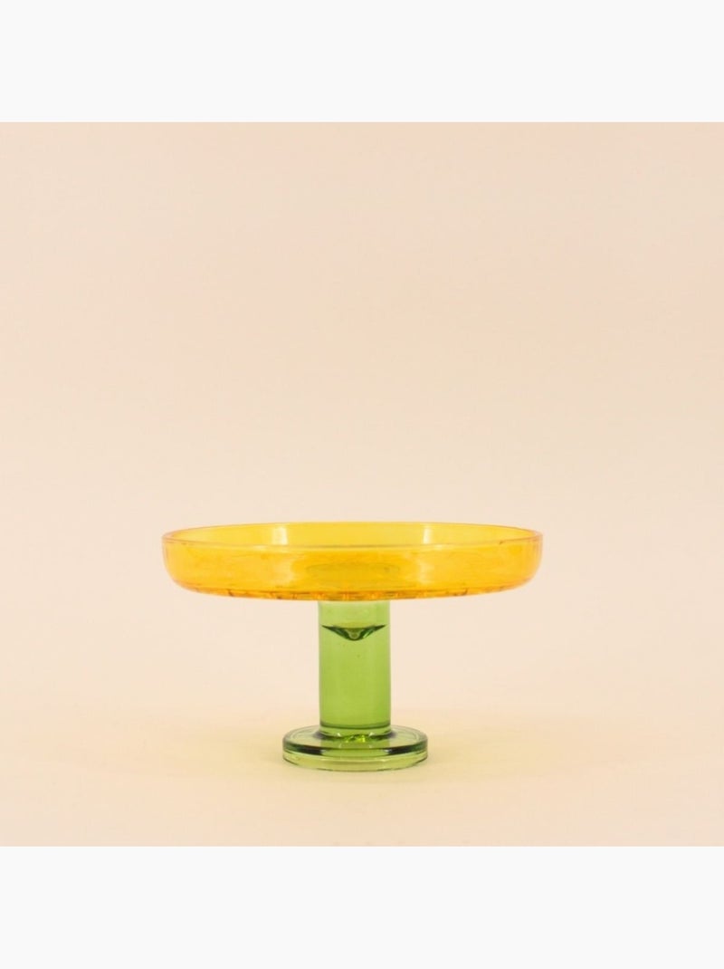 Coupe sur pied bicolore en verre taillé 17x10cm Jaune - Kiabi