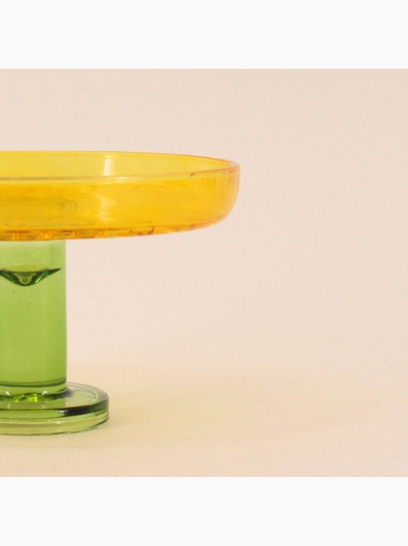 Coupe sur pied bicolore en verre taillé 17x10cm Jaune - Kiabi