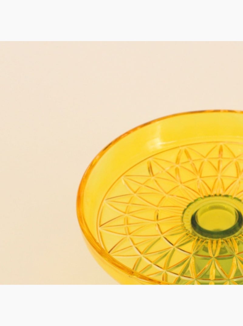 Coupe sur pied bicolore en verre taillé 17x10cm Jaune - Kiabi