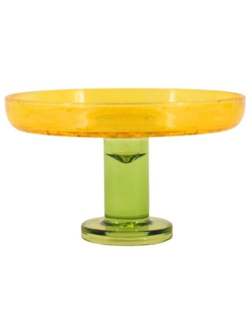 Coupe sur pied bicolore en verre taillé 17x10cm Jaune - Kiabi