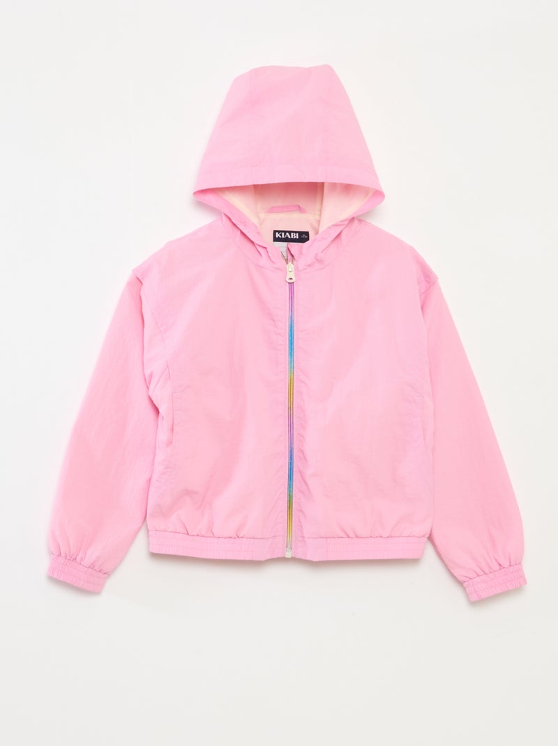 Coupe vent à capuche avec base élastiquée Rose - Kiabi