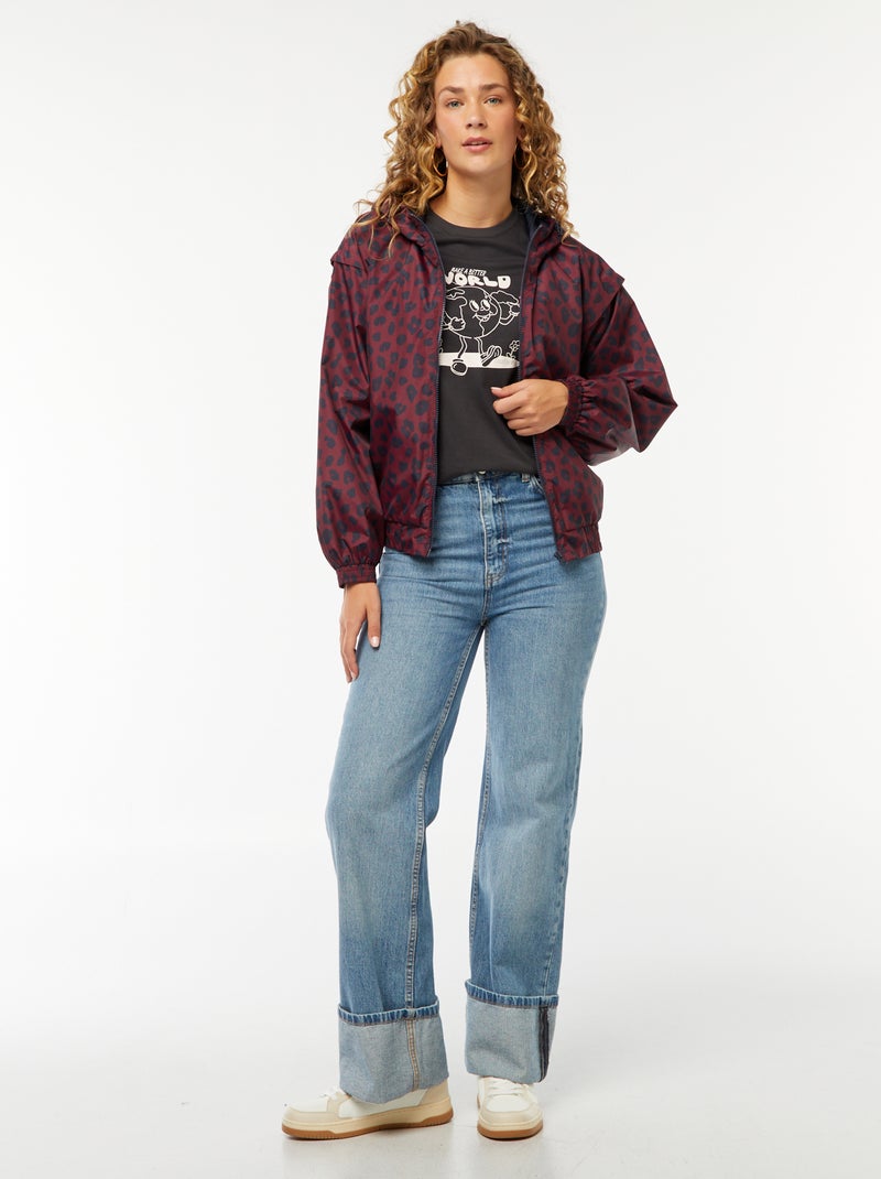 Coupe-vent à capuche motif léopard Rouge - Kiabi