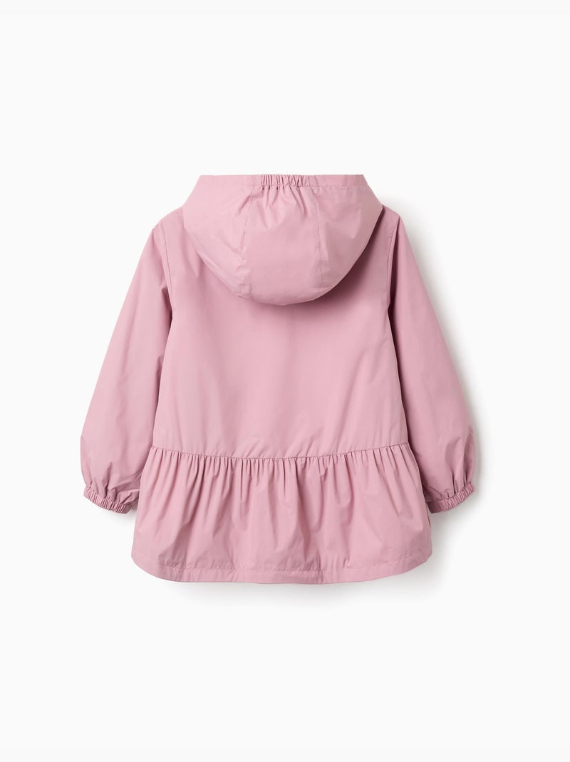 Coupe-vent avec capuche et ourlet à volants Rose clair - Kiabi