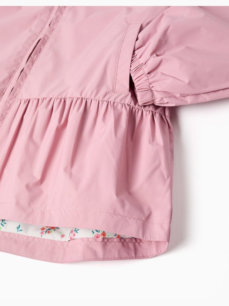 Coupe-vent avec capuche et ourlet à volants Rose clair - Kiabi