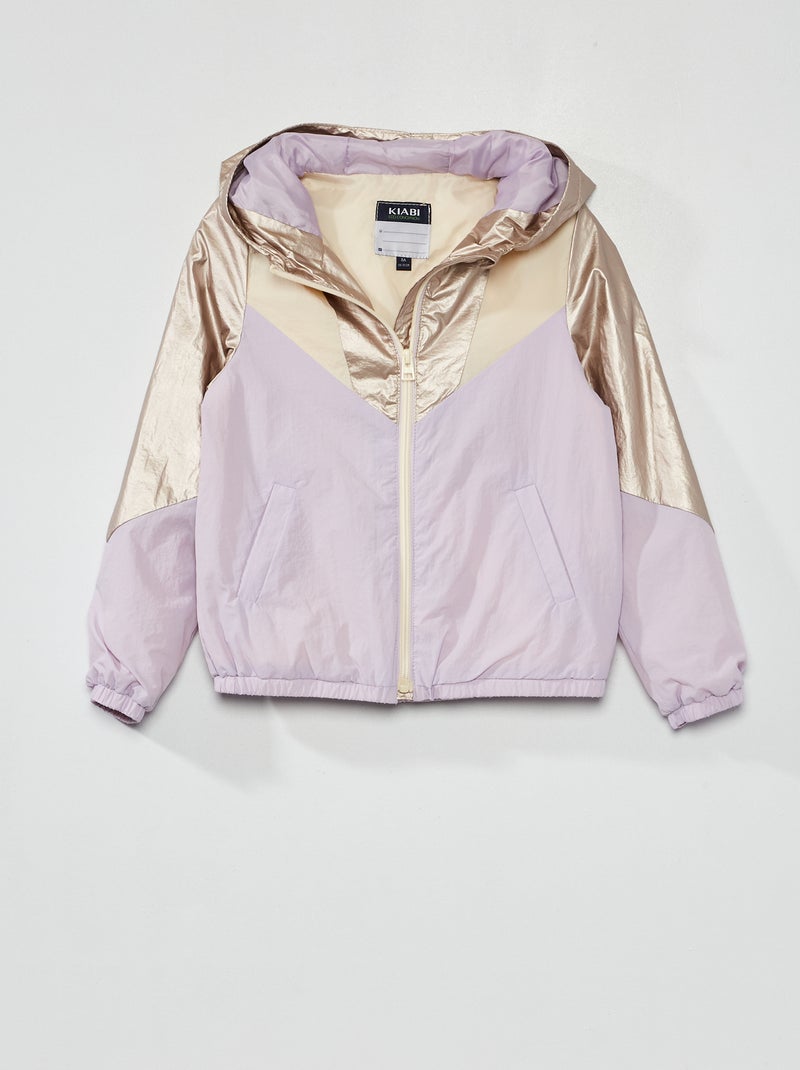 Coupe-vent déperlant color-block Violet - Kiabi