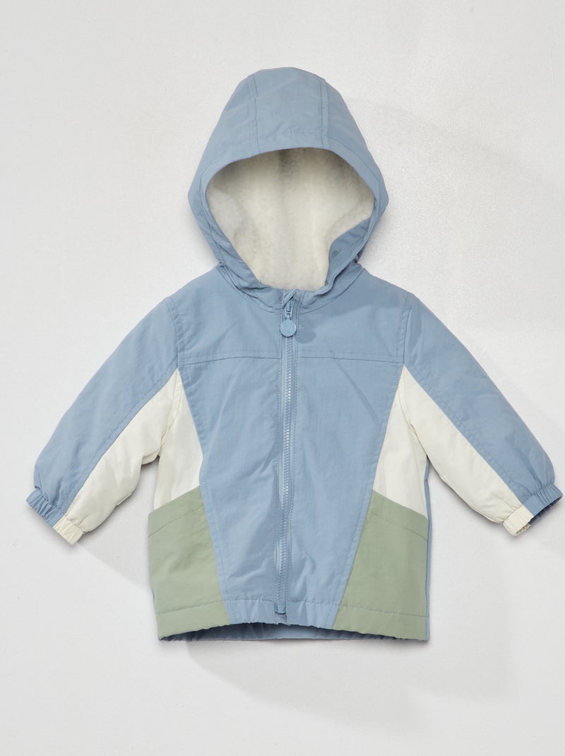 Coupe-vent doublé polaire Bleu/blanc/vert - Kiabi