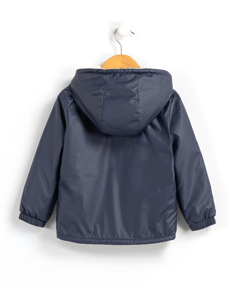 Coupe vent doublé sherpa - Terre de Marins Bleu - Kiabi