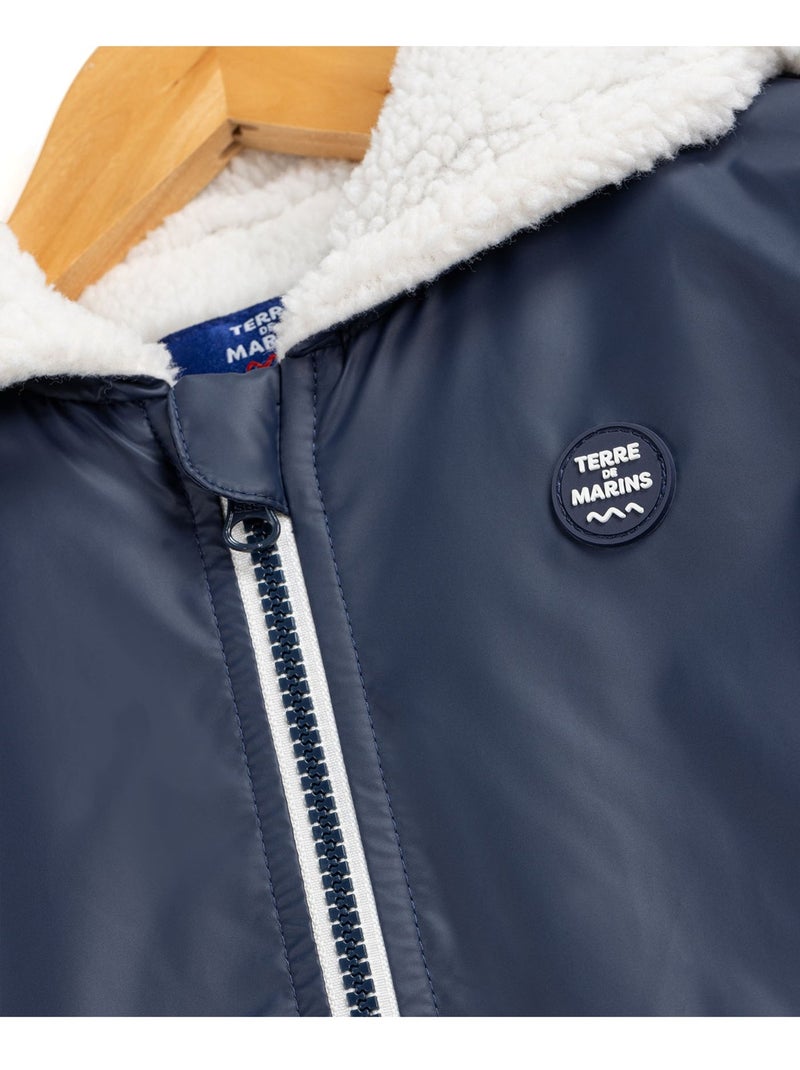 Coupe vent doublé sherpa - Terre de Marins Bleu - Kiabi