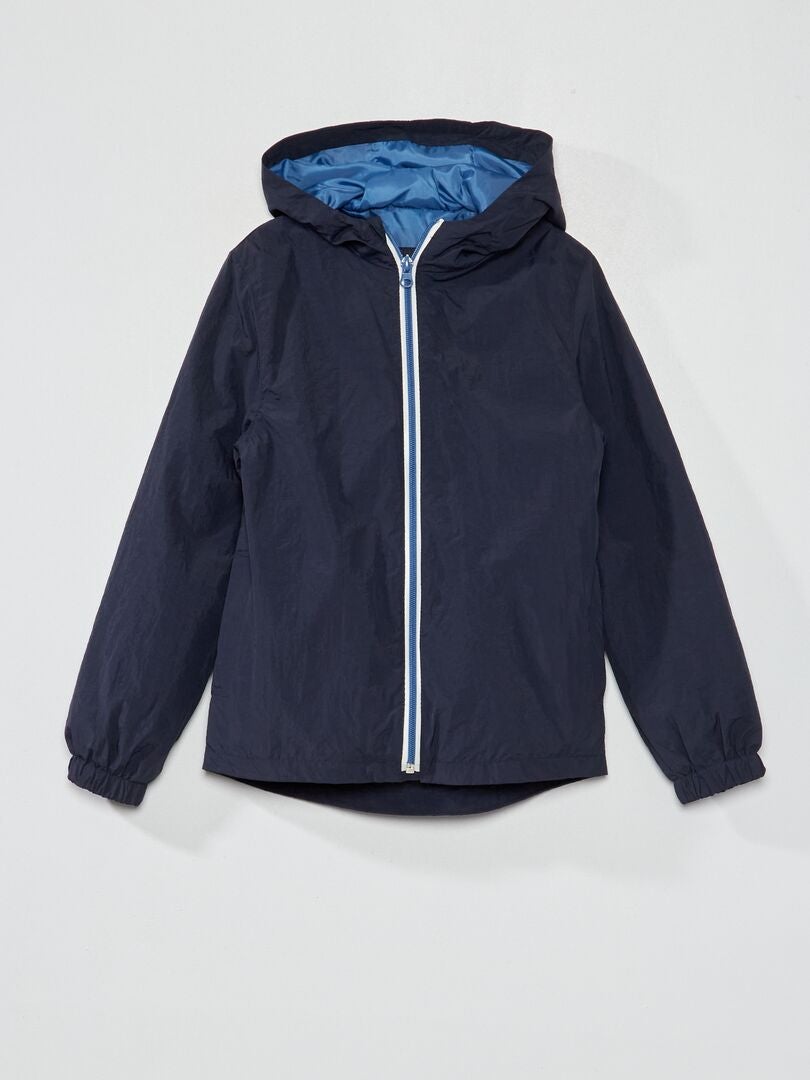 Coupe vent imperméable avec capuche bleu marine - Kiabi