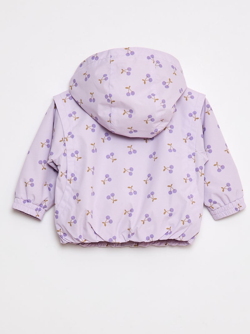Coupe-vent léger à capuche et motif all- over Violet - Kiabi