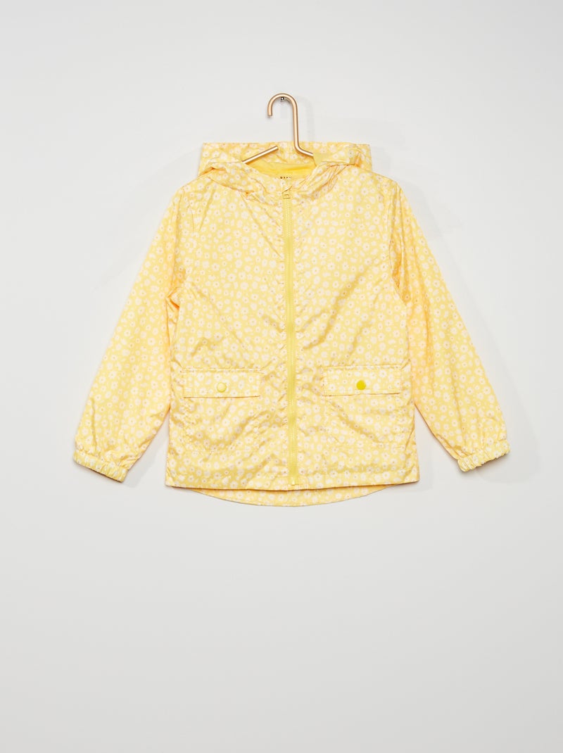 Coupe vent léger avec capuche jaune fleuri - Kiabi