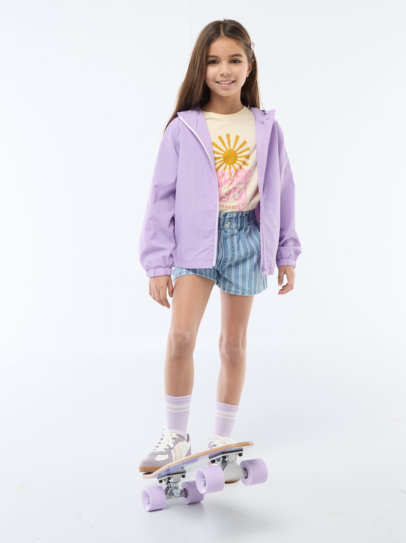 Coupe-vent uni pliable dans sa capuche Violet - Kiabi