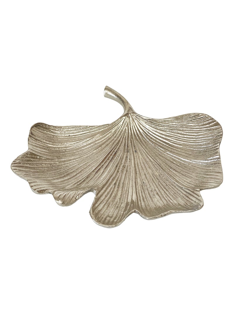 Coupelle feuille de ginkgo en aluminium 24 x 27 cm Argent - Kiabi