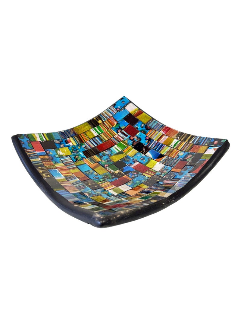 Coupelle vide-poche artisanale bleu, rouge et jaune 19 cm Rouge - Kiabi