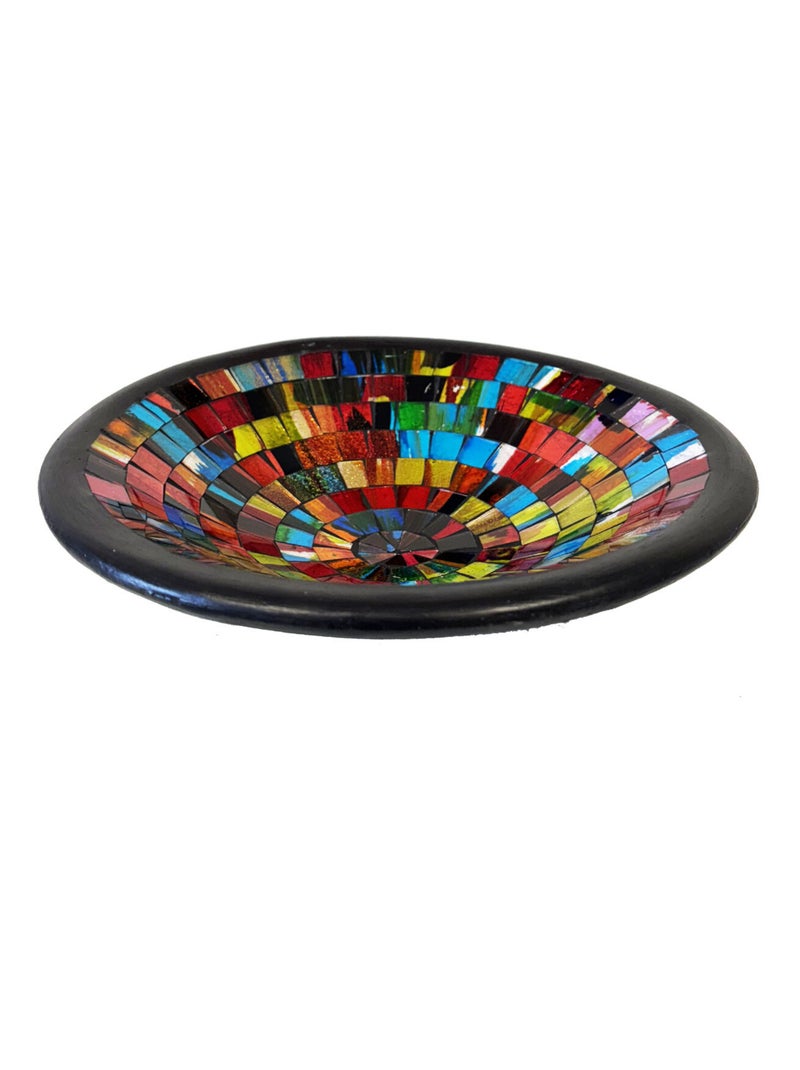 Coupelle vide-poche ronde artisanale rouge, bleu et jaune Rouge - Kiabi