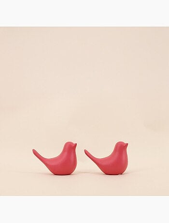 Couple de 2 oiseaux céramique 11x8cm