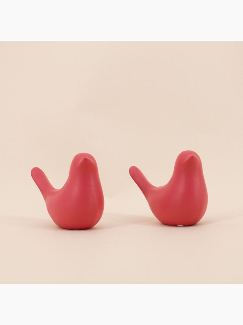 Couple de 2 oiseaux céramique 11x8cm Rose - Kiabi