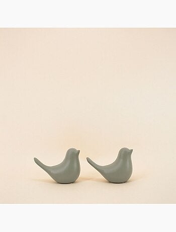 Couple de 2 oiseaux céramique 11x8cm