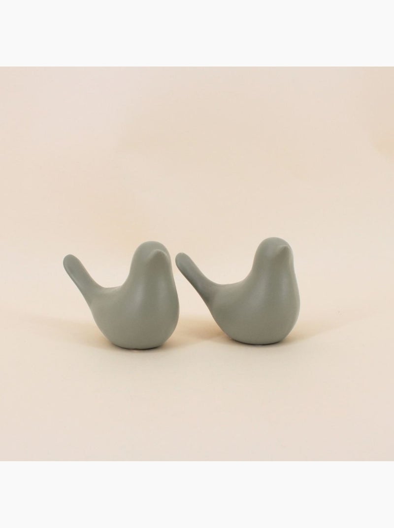 Couple de 2 oiseaux céramique 11x8cm Vert - Kiabi