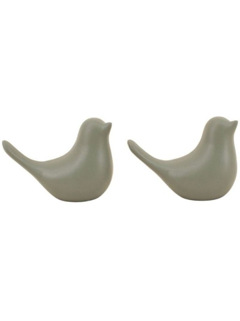 Couple de 2 oiseaux céramique 11x8cm Vert - Kiabi