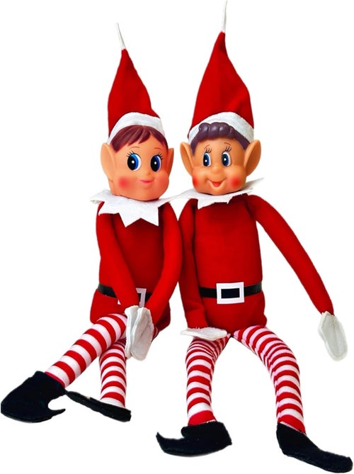 Couple de lutins farceurs Elfie® & Elvie® – 2 lutins de 38 cm – Corps souple & visage vinyle - Kiabi