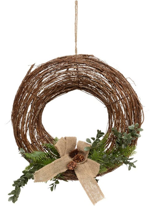 Couronne branches d35 cm bois naturel - Kiabi