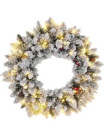 Couronne de noël artificielle led décorée