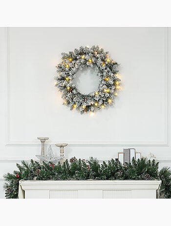 Couronne de noël artificielle led décorée