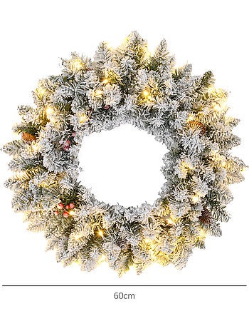 Couronne de noël artificielle led décorée
